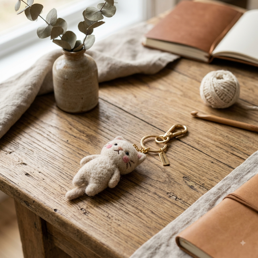 Cozy Bloom Wool Keychain